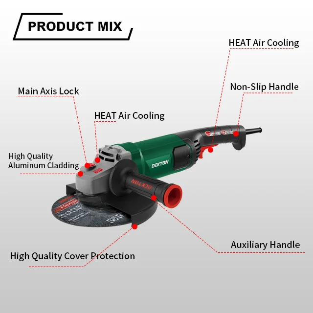 Dekton-S16801-180mm 2200W Professional Angle Grinder Machine-C&U(S&F) Bearings Inside With Quick Release Disc Guard manufacture