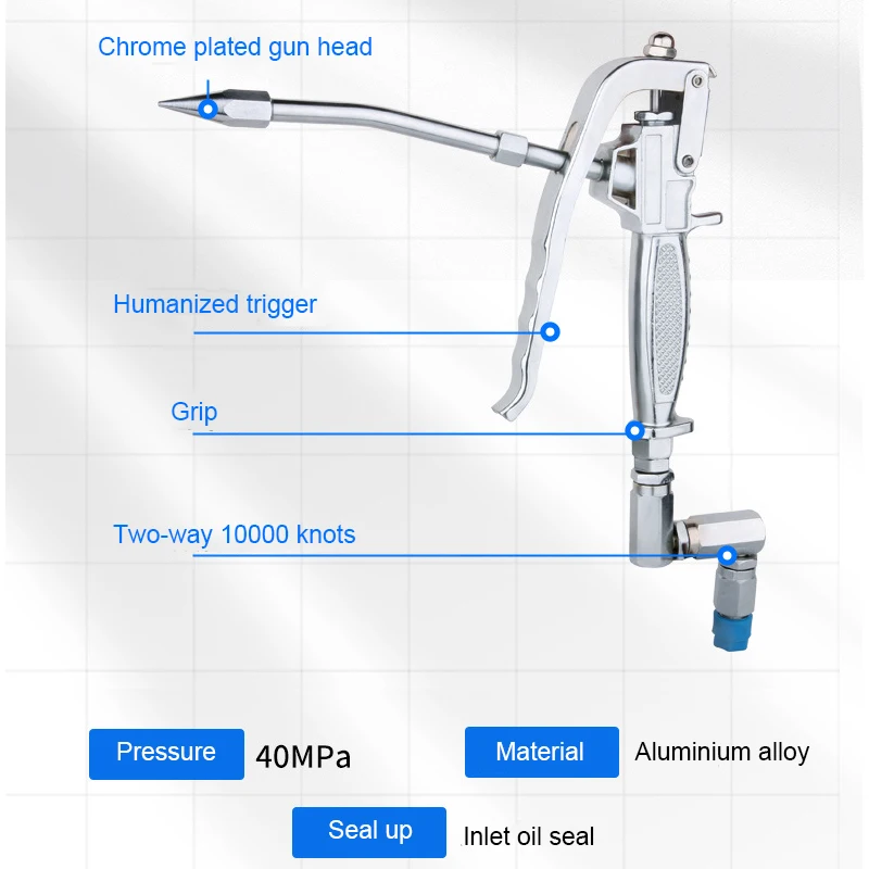Universal Grease Gun and Manual Direction Filler Injector Nozzle for Pneumatic Grease Pump Injector Grease Lubricator