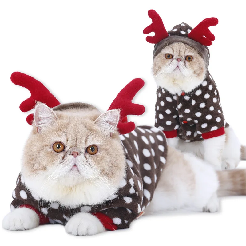 Dropshipping Warm Pet Clothes Cat Christmas Clothes for Small