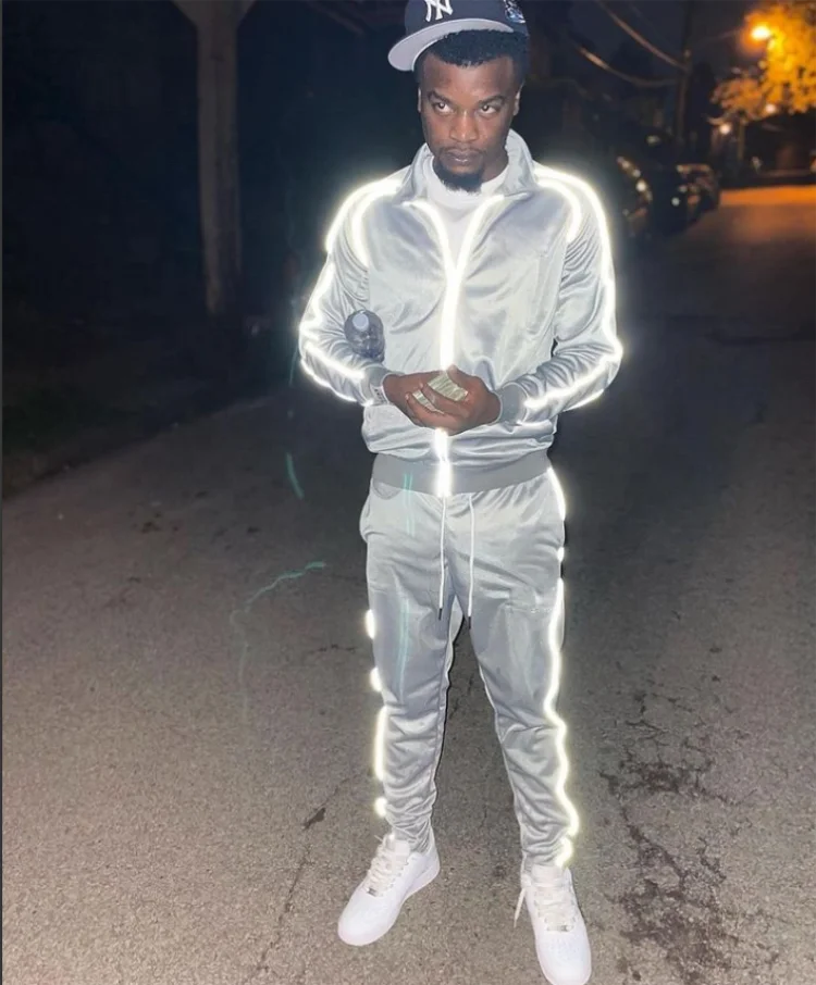 Private Label Custom Logo Reflective Jogger Set Men Track Suit Tracksuit Set Slim Fit Zipper Two Piece Men's Nylon Tracksuit