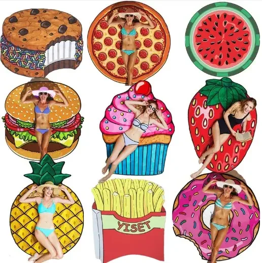 Shape Microfiber Popular Donut Pineapple Strawberry Digital Printing Quick Dry Absorbent Shaped Beach Towel