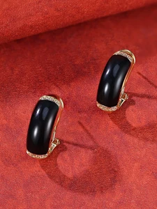 Original Design Circular Zircon Stud Earrings, Exquisite Enamel Brass Earrings for Women Gift