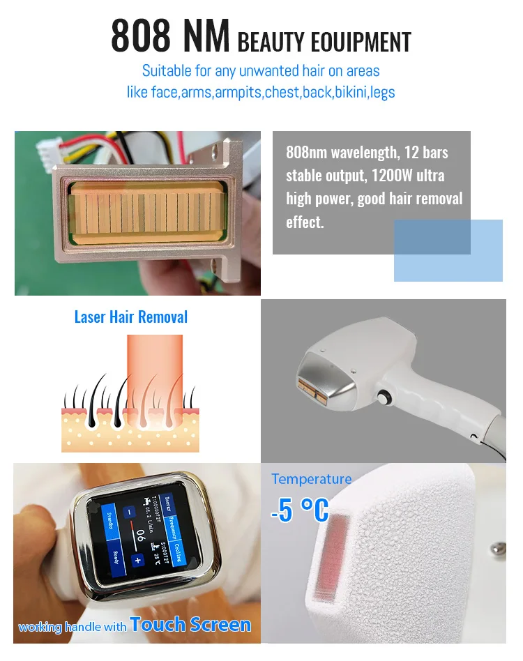 Professional 808nm Diode Laser Hair Removal Machine With 2500W Power Water Cooling 15.6inch Touch Screen