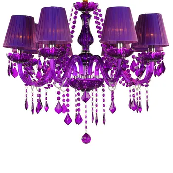 Banquet Hall hotel Modern Luxury glass arm purple crystal bead chandeliers
