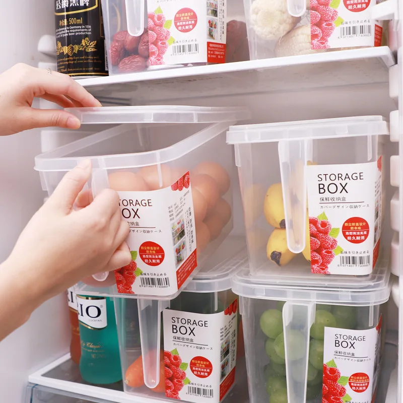 Square Handle Food Storage Organizer Boxes Sealed Home Organizer Food Container Refrigerator Storage Boxes manufacture