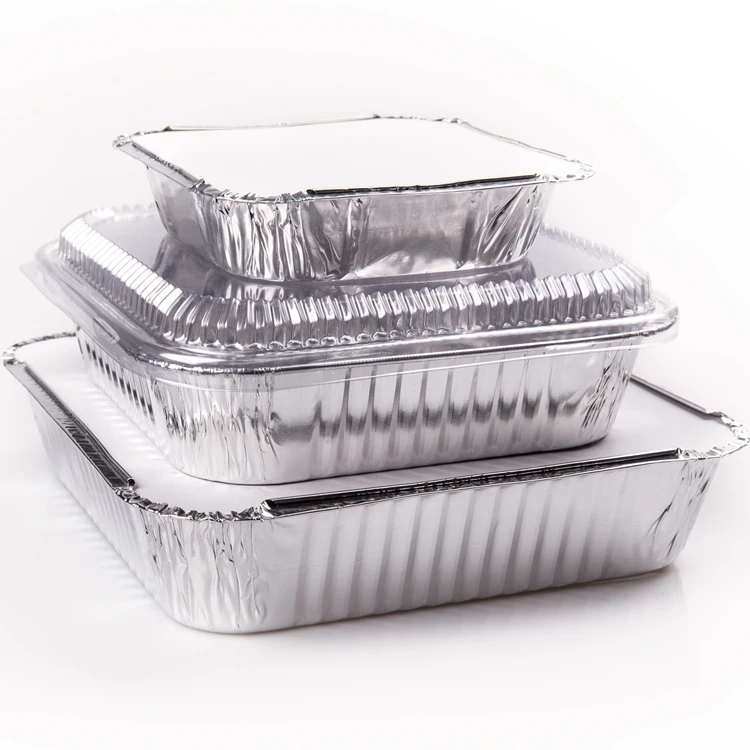 ZA41 Prata 8011 Recipiente Descartável de Folha de Alumínio 2100ml Caixa para Viagem Quadrada em Estanho de Grau Alimentício, Fornecedores da China