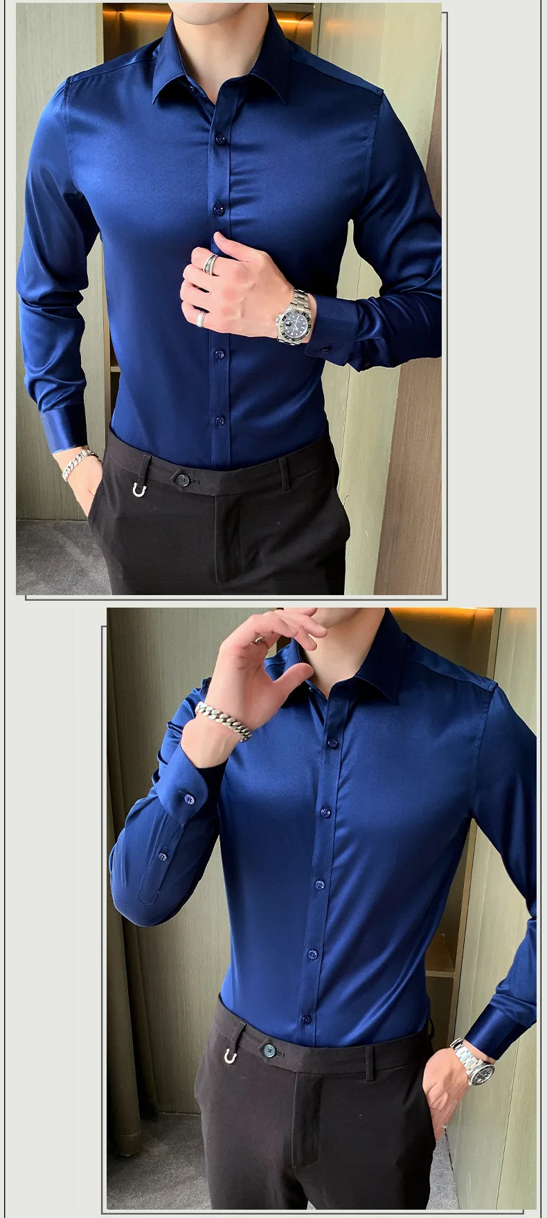 Factory Wholesale Shiny And Elegant Men's Luxury Formal Shirt Long ...