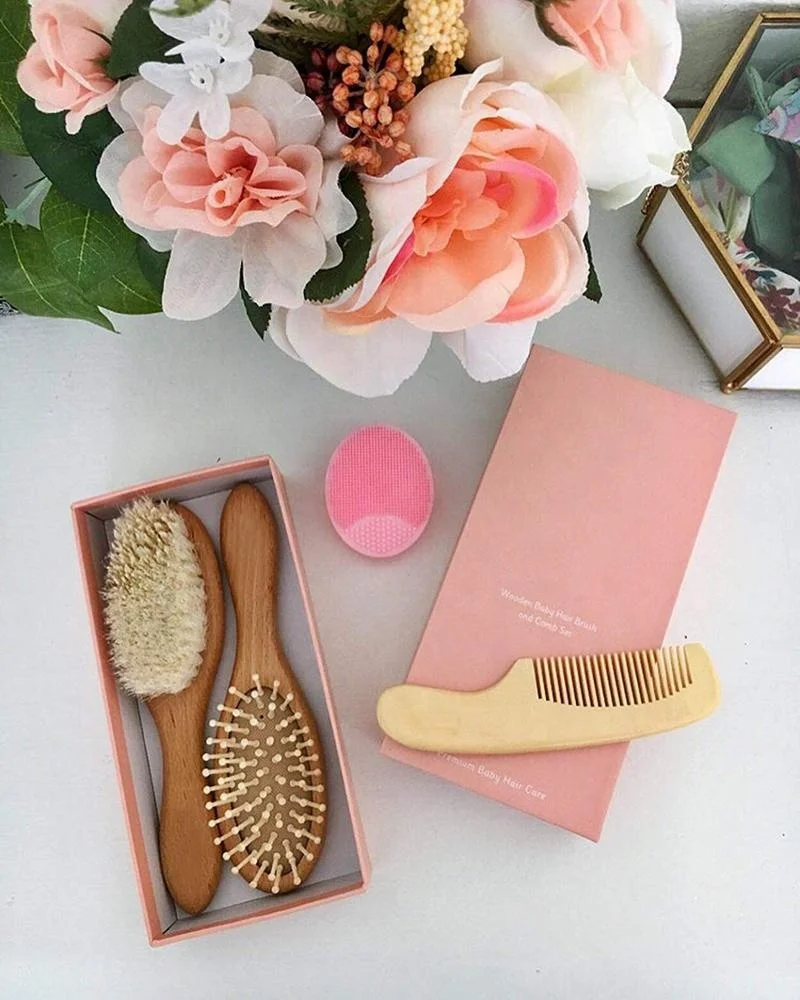 Профессиональный бесплатный образец, одобренная щетина, Детская щетка для волос, деревянная детская расческа и набор кистей