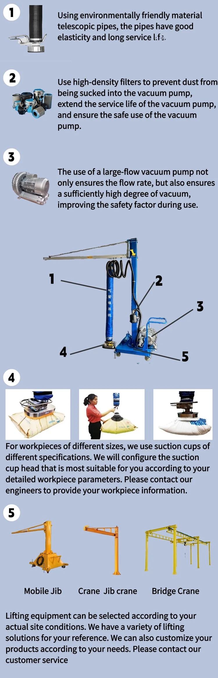 Quick safe powerful convenient carry cement bag vacuum lifting equipment vacuum handling tube lifter vacuum lifter