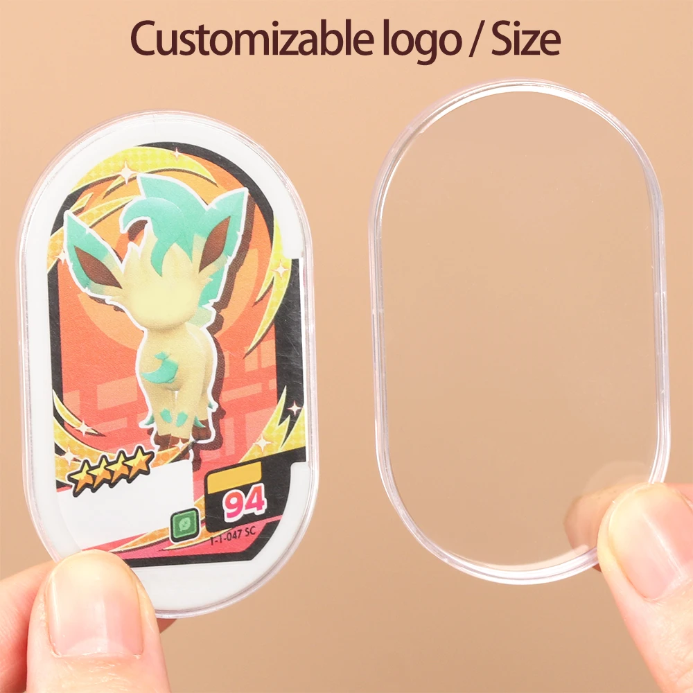 WEISHENG Clear Oval Acrylic Tag Chip Card Holder for Pokemon WEISHENG Clear Oval Acrylic Tag Chip Card Holder for Pokemon