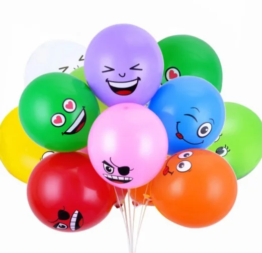 Scene Layout Holiday Decorations Thickened Latex Funny smiley Balloon Emojis Pushing 12-inch Latex Balloons