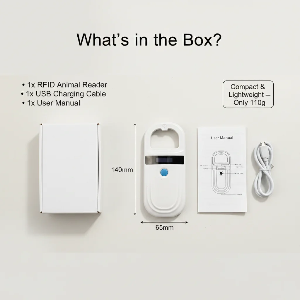 Handheld Animal Microchip Reader 134.2kHz RFID Scanner ISO11784/5 FDX-B for Dog Cat Vet Microchip ID Scanner with OLED