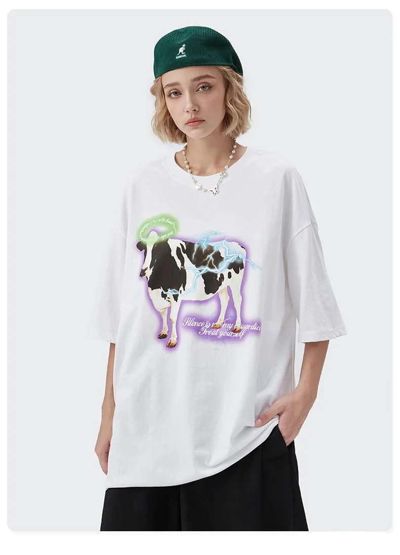 2022新款设计春季夏季街头服装印花超大尺寸因果短袖男女通用t恤