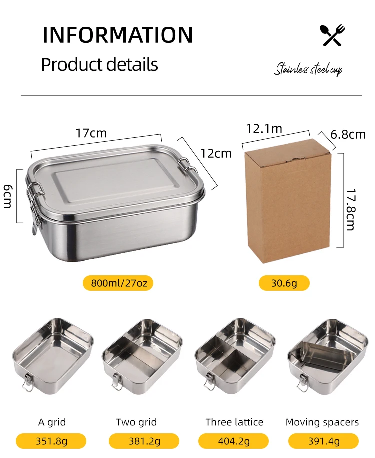 Lunch box SMACHT 800 ml made of stainless steel
