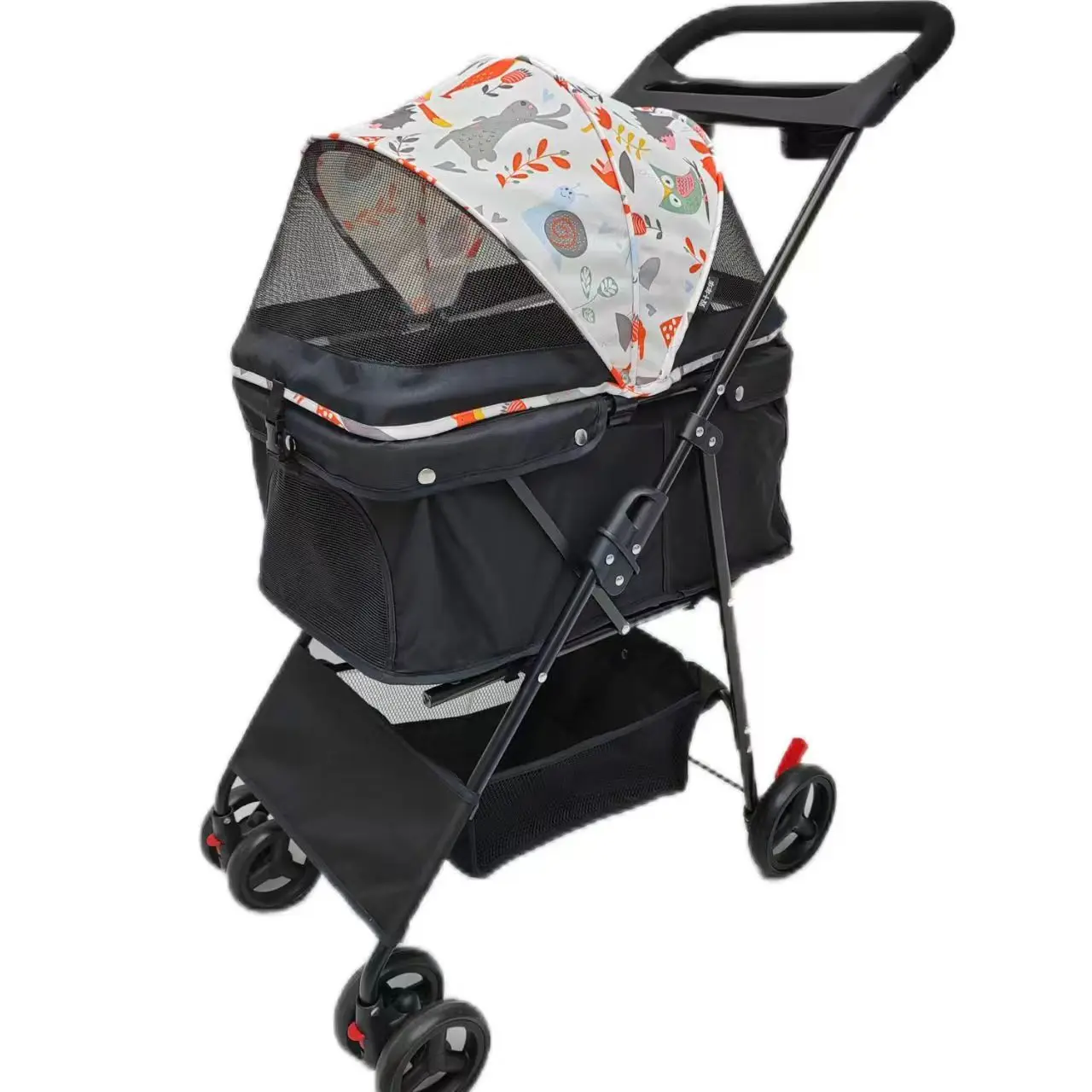 Mesh Skylight Stroller for Small to Large Pets Foldable Cart With 4 Wheels and Cosy Handle Dog Strollers Pet Trolley