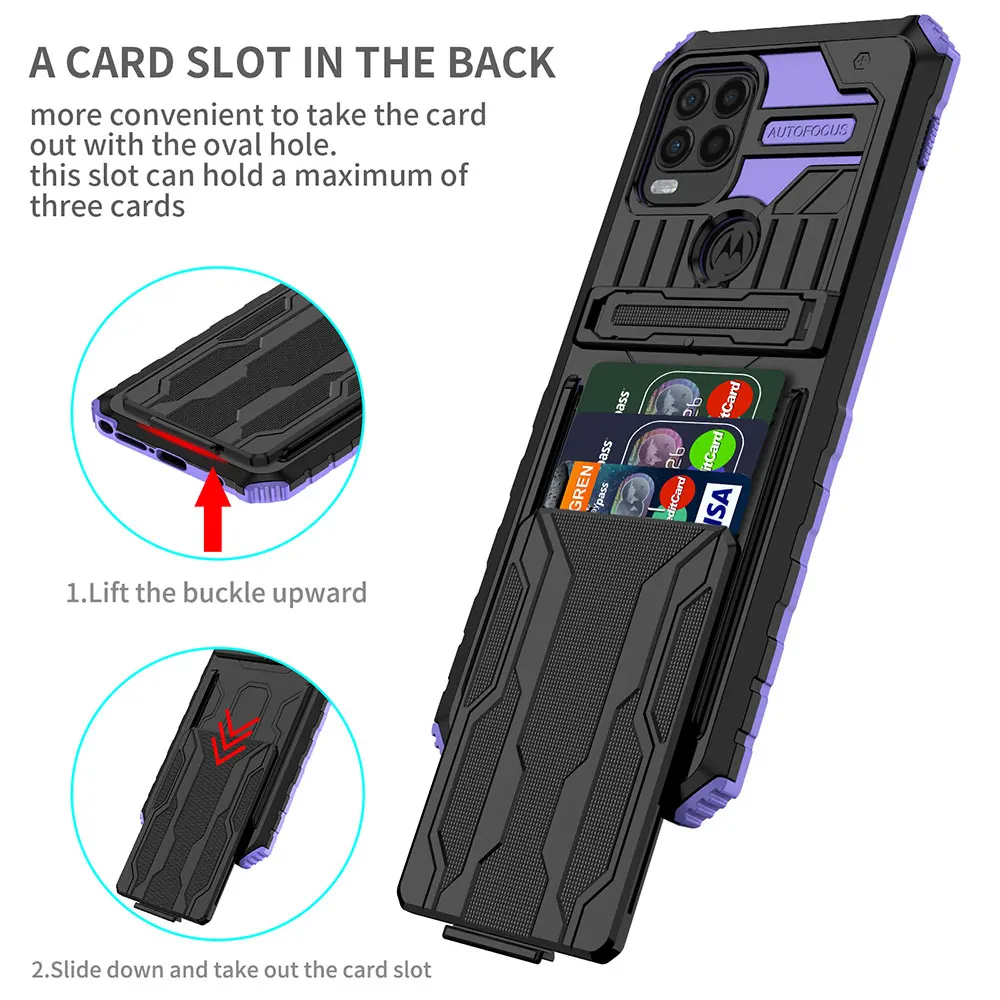 Laudtec Sjk961 Shockproof Phone Case Folding Holder Card Camera Lens Protection Skin Friendly Shell For Motorola G Stylus 5G supplier