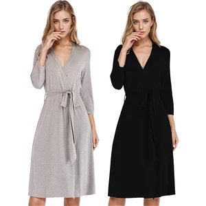 Soft Bamboo Breathable Nightgown Antibacterial Sleepwear Women Nightwear Bamboo Sleep Comfy Robe