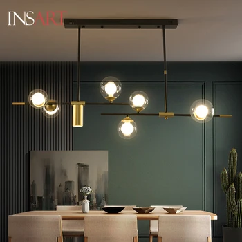 Modern Metal Kitchen Lighting Living Room Restaurant Glass Ball Chandeliers
