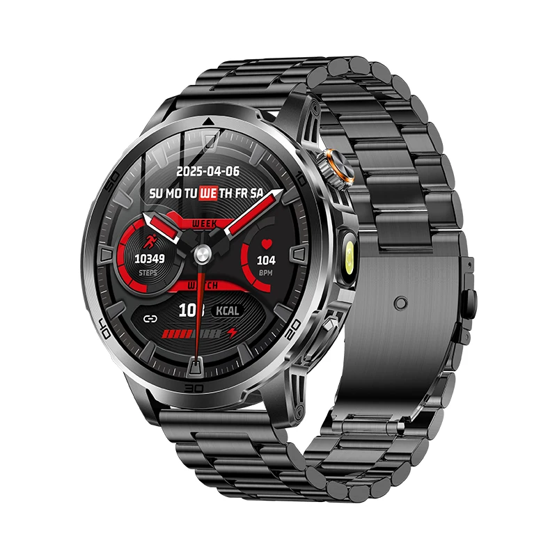 AK95 Smart Watch 1.85'' Large HD Screen Red LED Flashlight SOS Heart Rate Monitor Outdoor Style Smartwatch for Outdoor Running