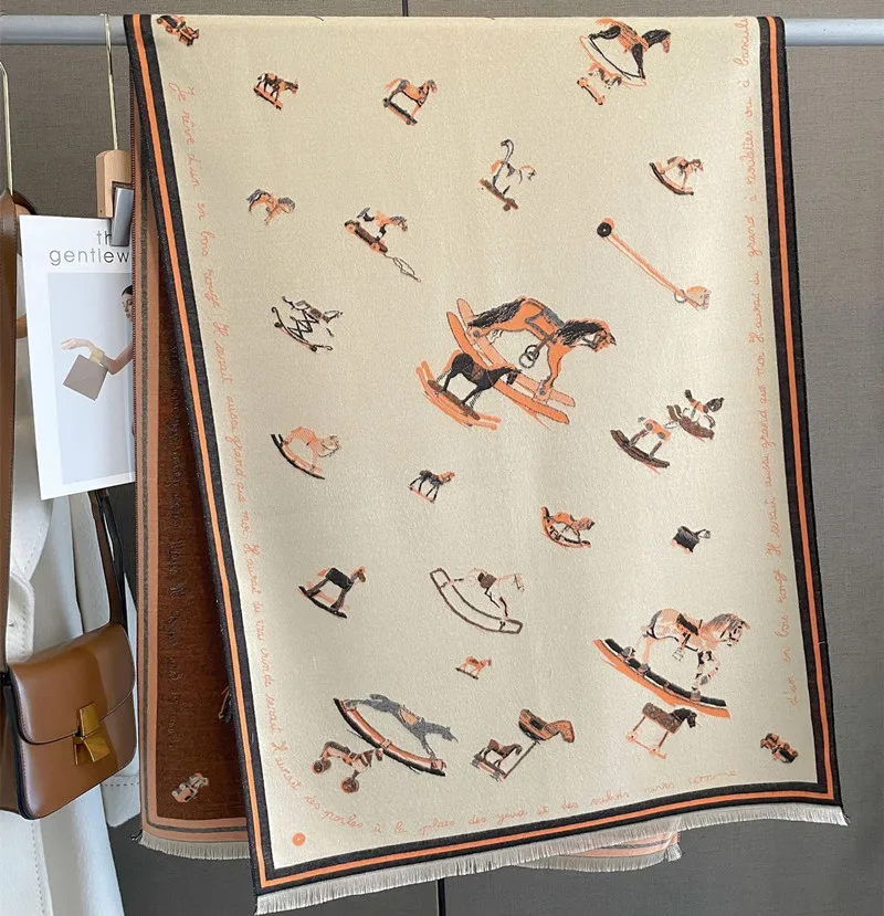 2023 Luxury Pashmina Equestrian Shawls Scarf Wrap Winter Female