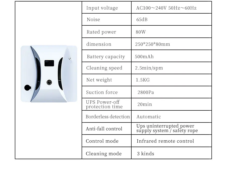 Window Cleaning Robot with 110-240V Voltage 1 Year Warranty and 250*250*80MM Dimension for Skyscraper Application