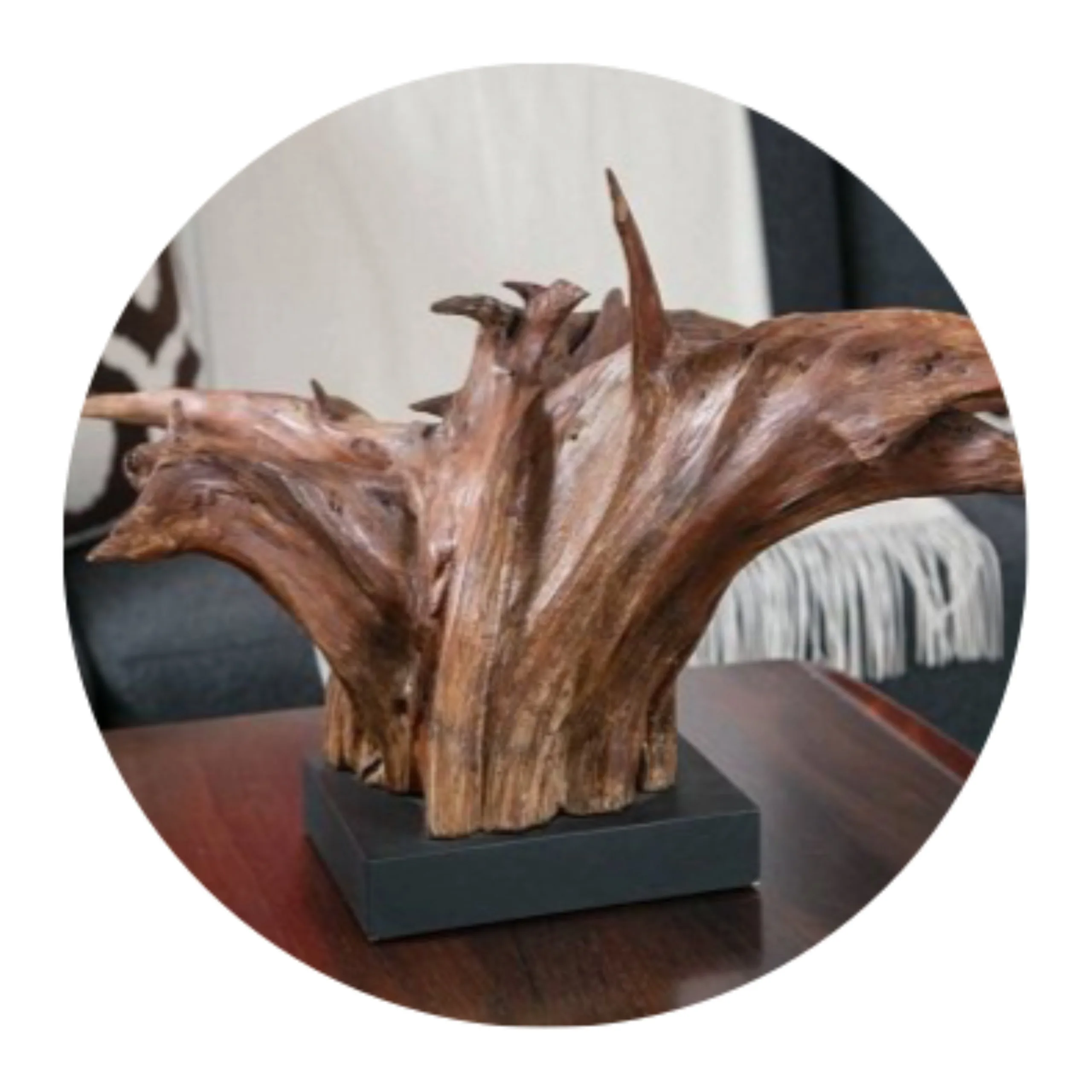 プロ作家流木絵画アート工芸品不思議な鹿？カタツムリ蝸牛月