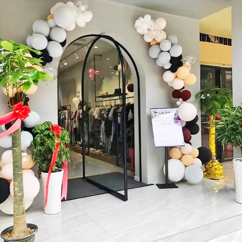 Commercial Pivot Arch Glass Door Custom Made Shop Front Stained Tempered Glass Door Storefront Glass Doors Classic Rounded Top