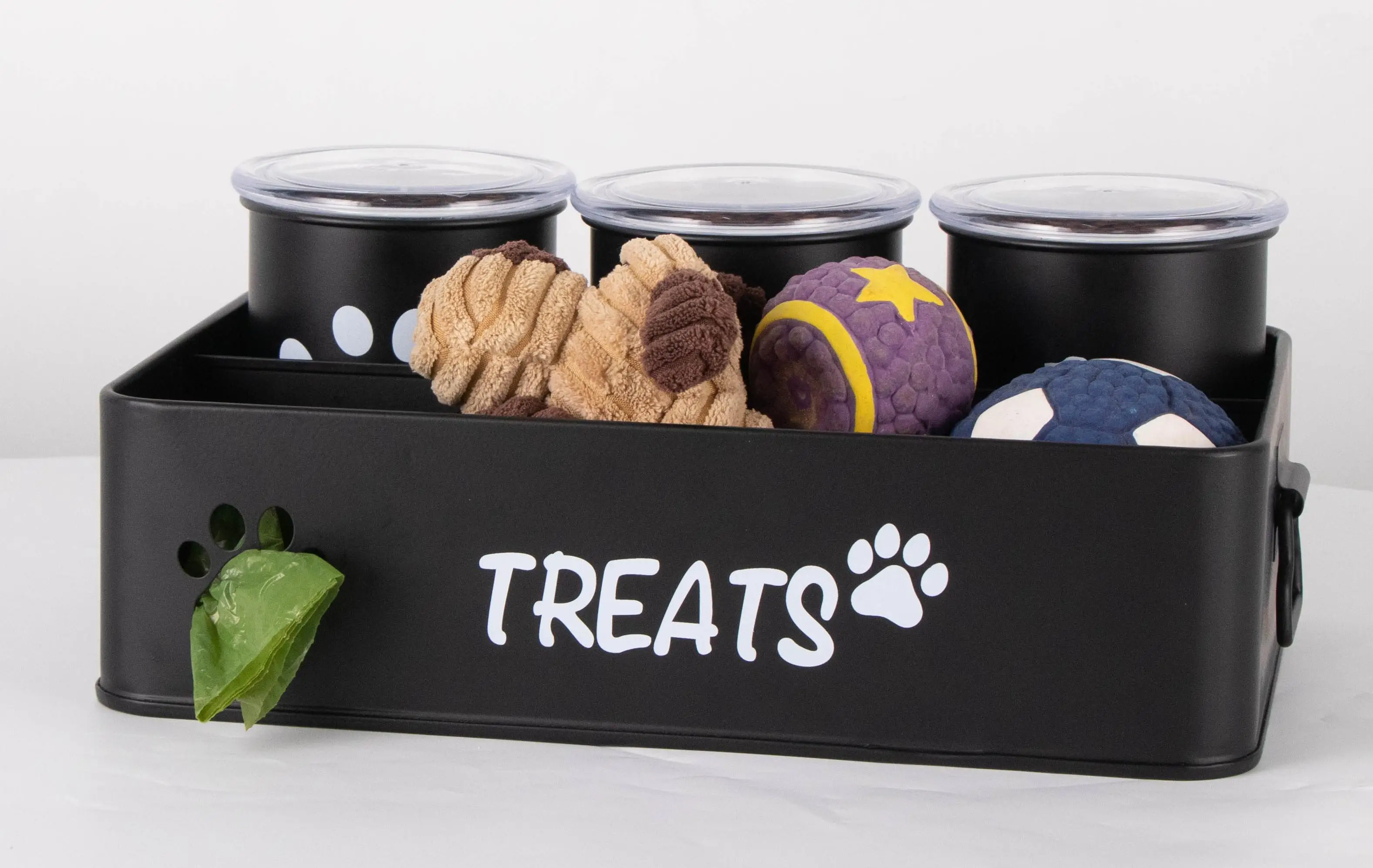 Factory Direct Sale Customized Cross-border E -commerce Set of Four Metal Pet Snacks and Toys Classification Storage Box