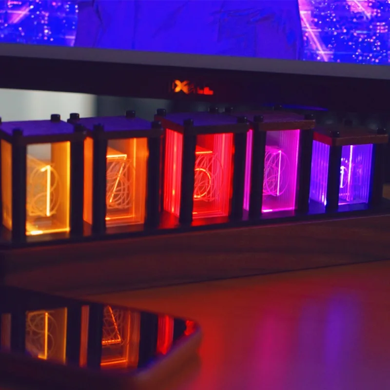 Vintage Customized Desktop RGB Nixie Clock Nixie Tube Clock Glow Full Color DIY Pseudo Glow Tube Clock for Decoration