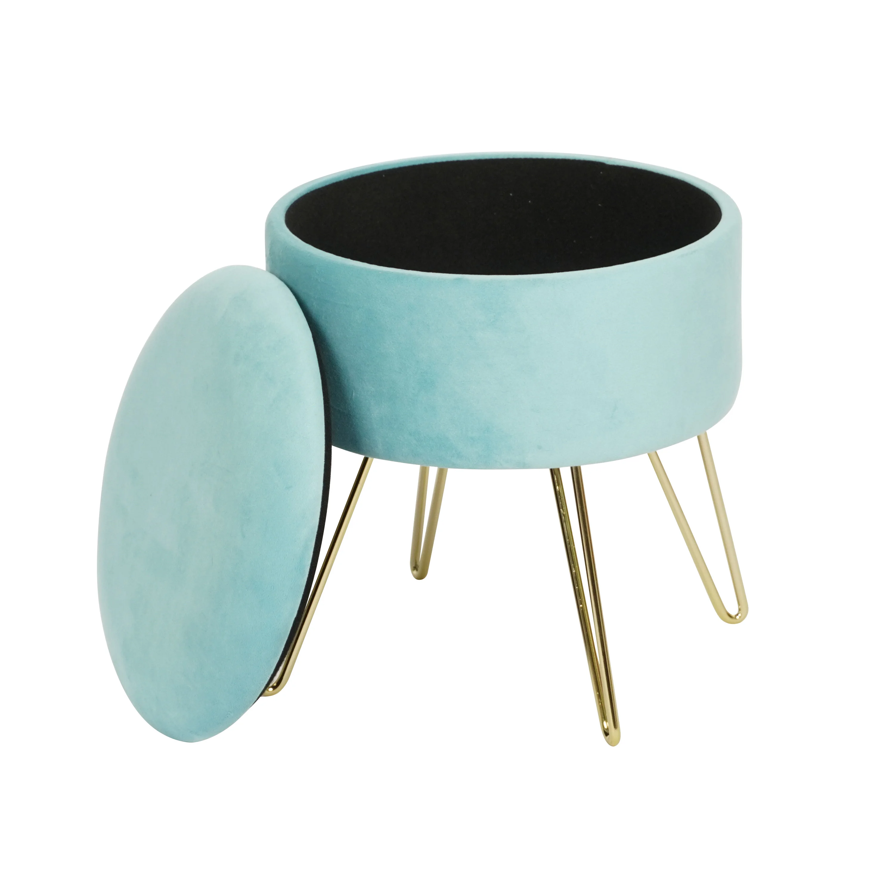 Modern Metal Leg Dressing Stool Simple Dual-Purpose Multi-functional Stool Storage Footstool for Living Room Bedroom