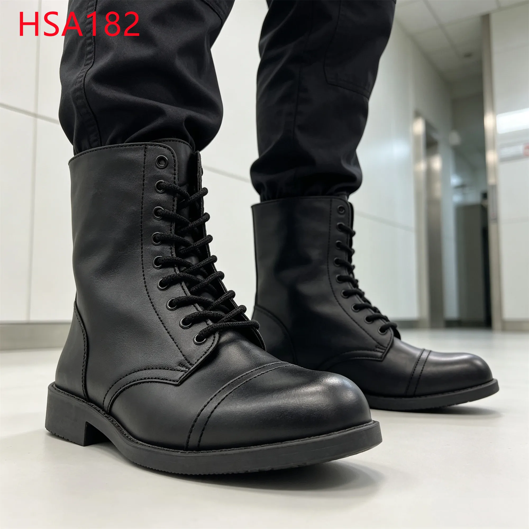 LXG,Wedding-reception 7 Inch Men Leather Shoes with Side Zipper Every Occasion Double Joints Design Business Work Shoes HSA182