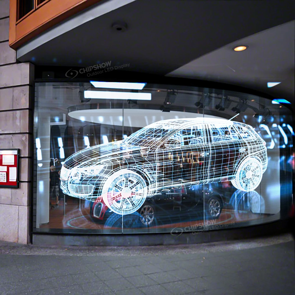 3D Transparent LED Display Screen Indoor Display Glass Window Film Stick Digital Advertising Video Wall Transparent LED Screen