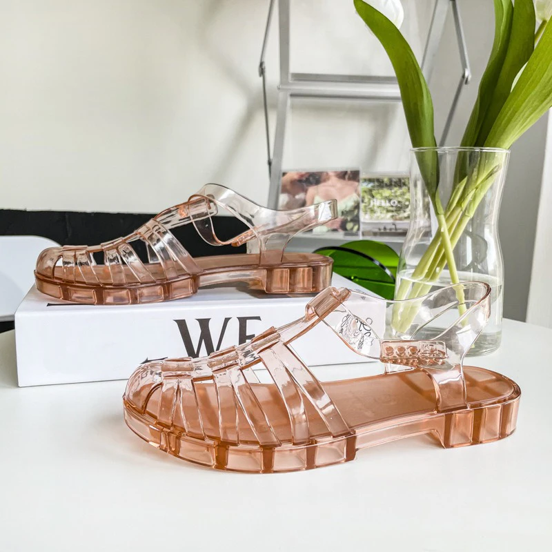 Sandalias de Playa para Mujer, Estilo Gladiador, con Suela Suave, Diseño de  Princesa, Transparentes, con Punta Cerrada, Nuevas