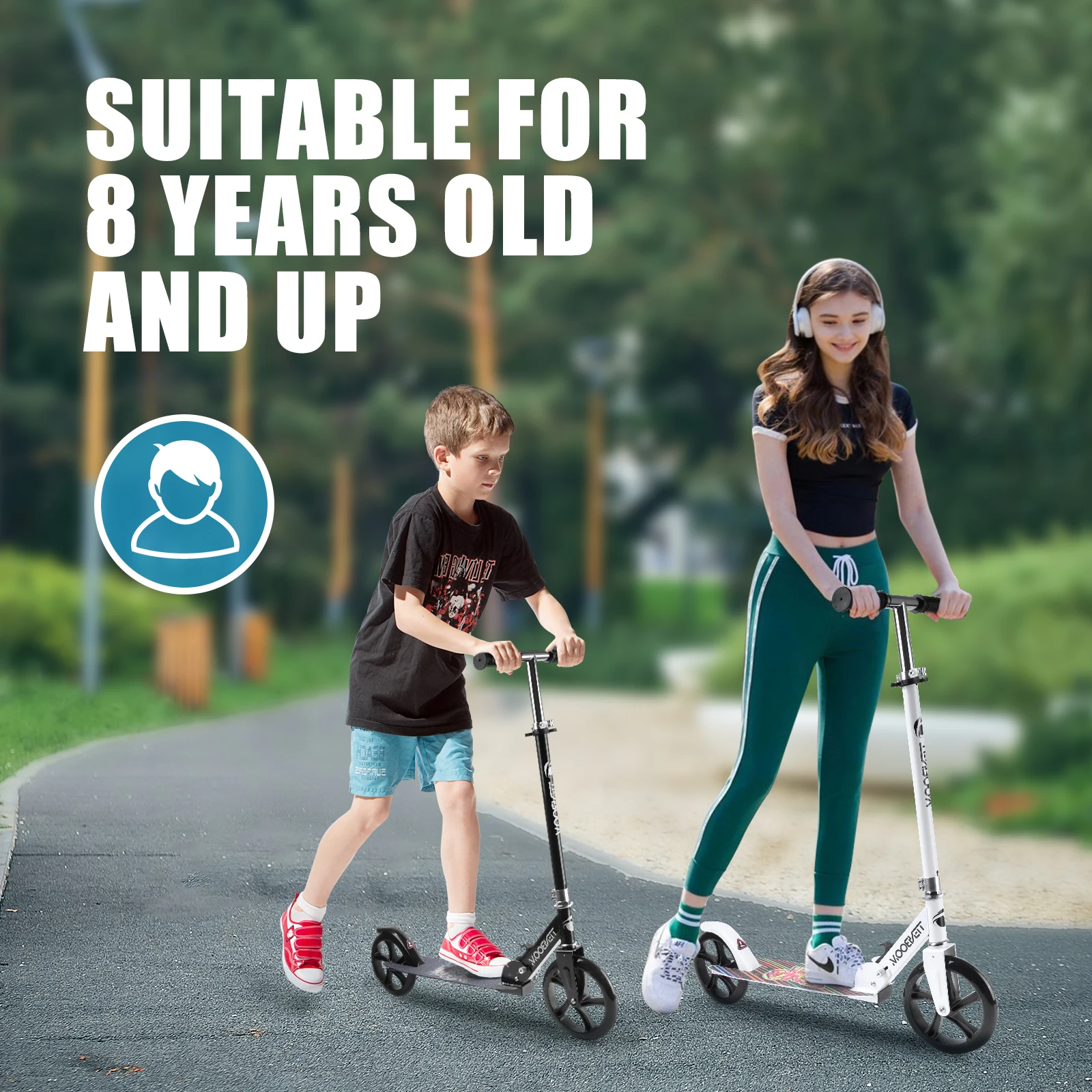 Push Scooter Foldable Adjustable Height 2 Wheels Scooter for Teens Kick Scooter