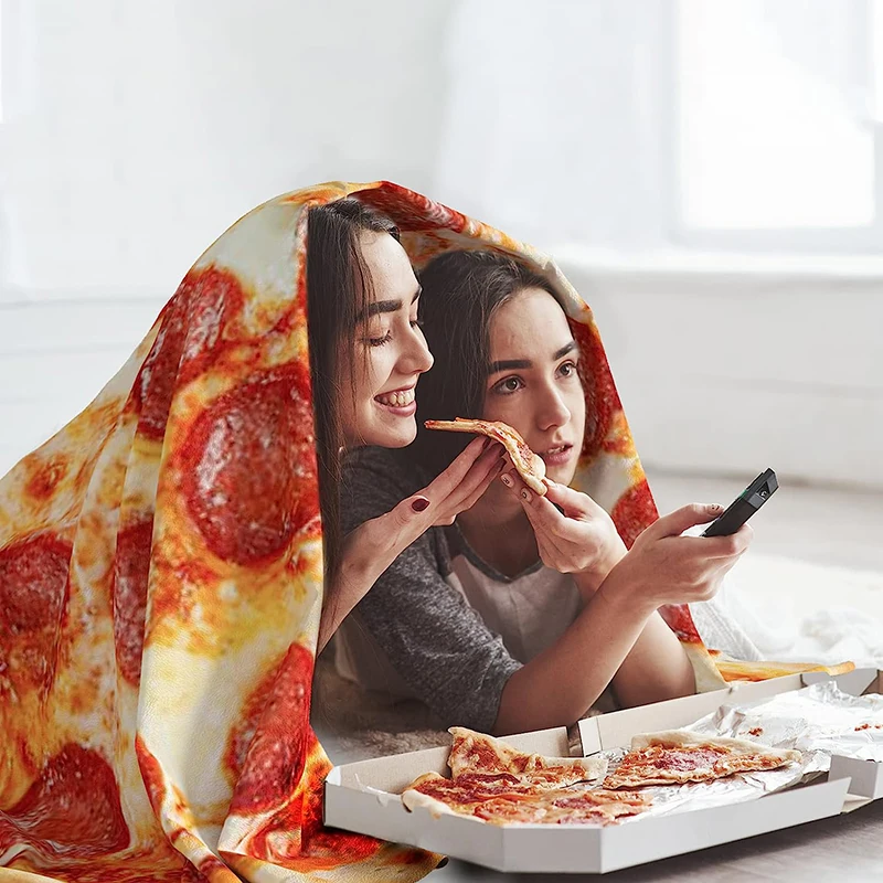 hot selling super soft flannel foods fruits pie pizza pepperoni omelette tortilla blanket