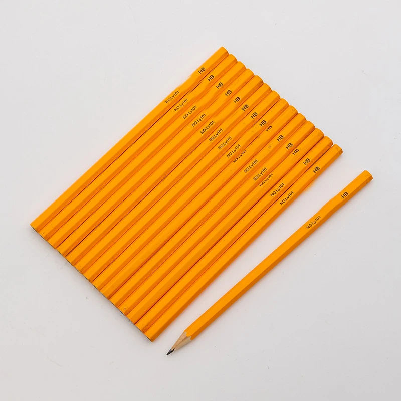 Factory Cheapest Pencils Customized Eco Friendly Kids Drawing 2b Hb Yellow Wooden Hexagonal