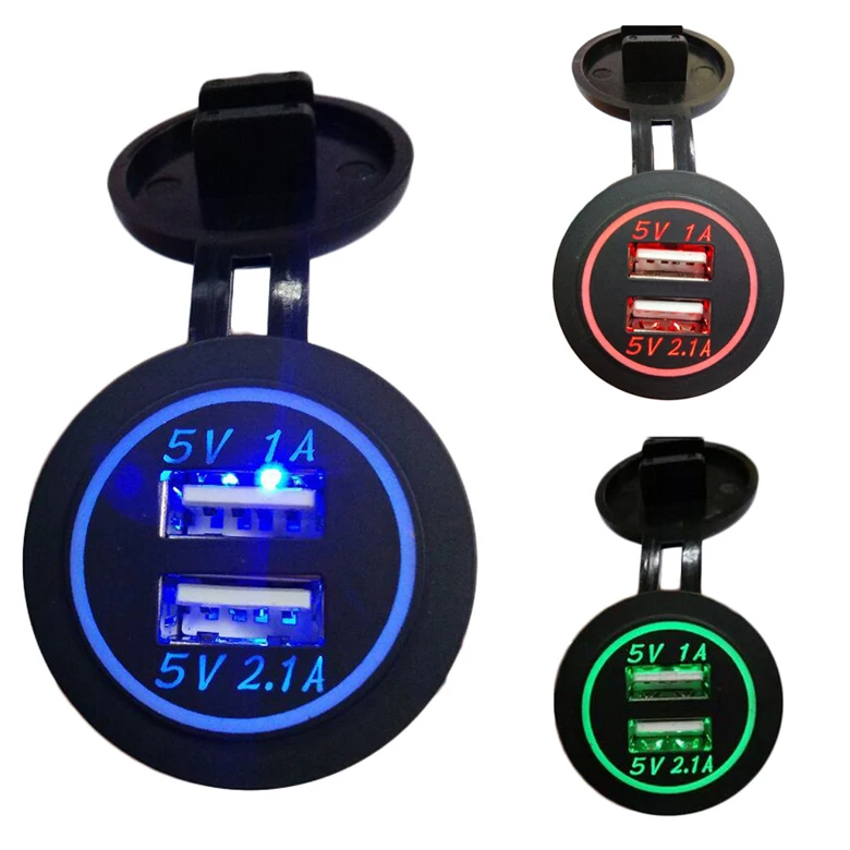 With Port 5v 2.1a /5v 1a Dual Usb Interface Tricolour Led Charger