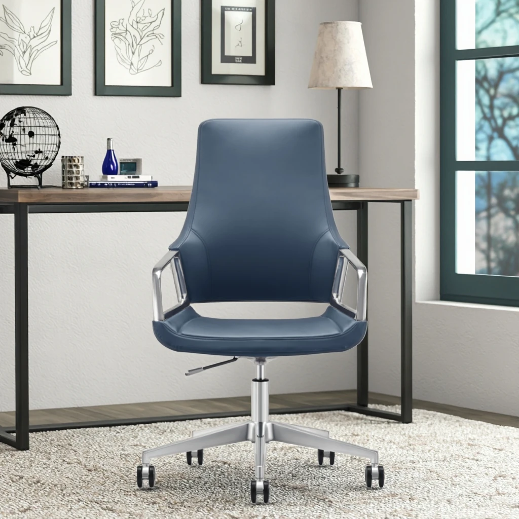 Modern Office Swivel Chair Manual Tilt Adjustment Frosted Aluminum Base Commercial Workstation Furniture 2