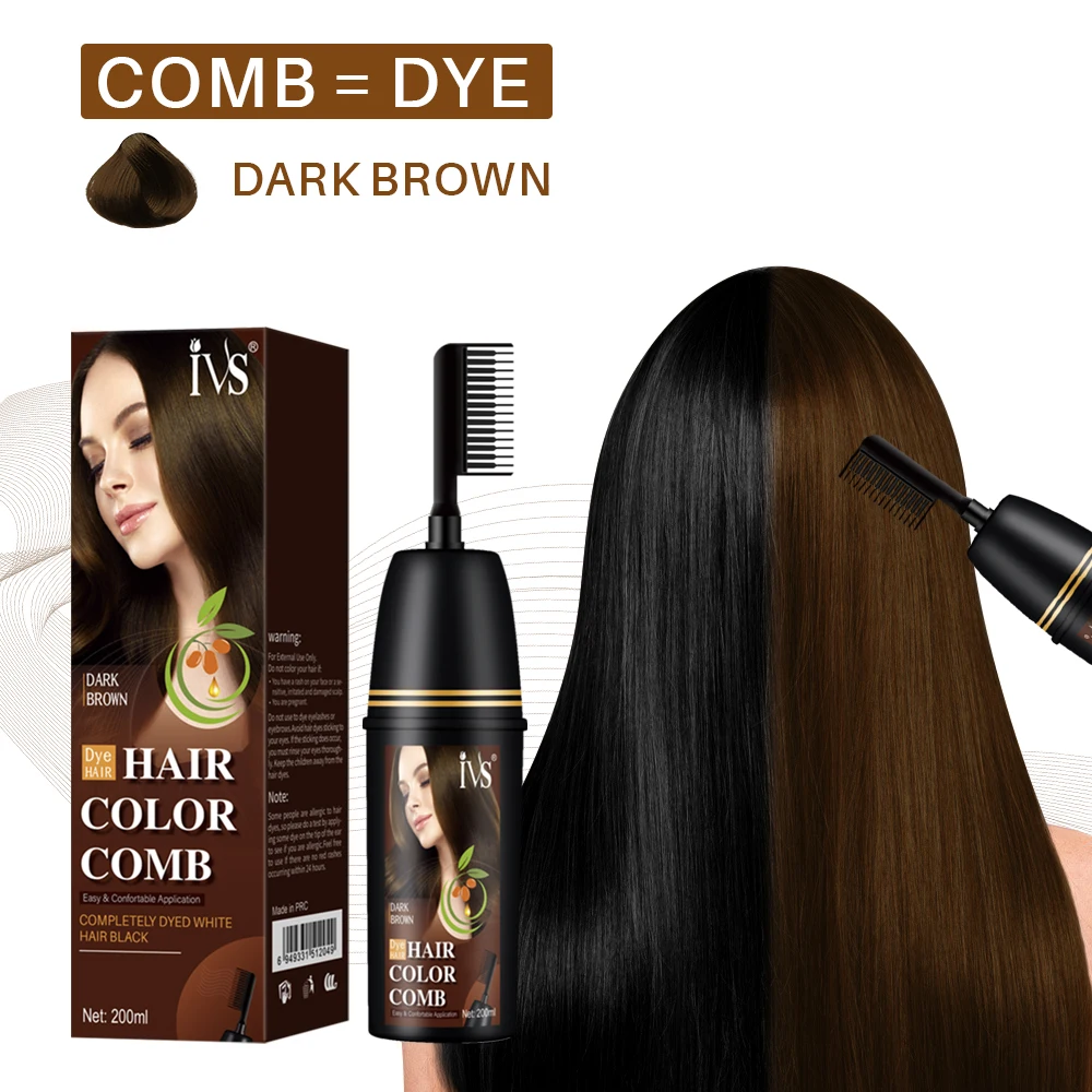 OEM Color Dyeing Cream Home Use Black Hair Cream Ingredients Permanent Easy Coloring Hair Dye Cream With Comb Natural