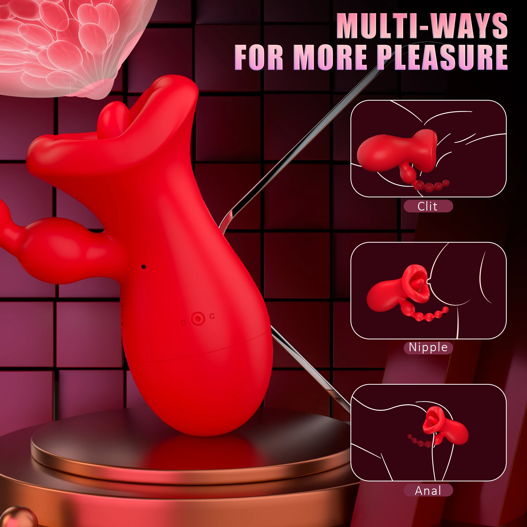 Vibratore 2 in 1 all'ingrosso per succhiare il clitoride con perline anali, giocattolo sessuale per la masturbazione femminile e il piacere della lingua_voghion.com