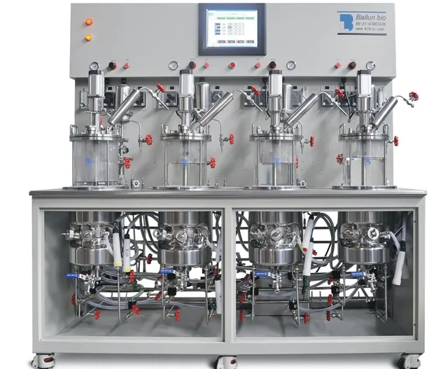 EU standard High quality 4 sets 5L Glass Mechanical stirring Bioreactor BLBIO 5GJ-4 for Laboratory