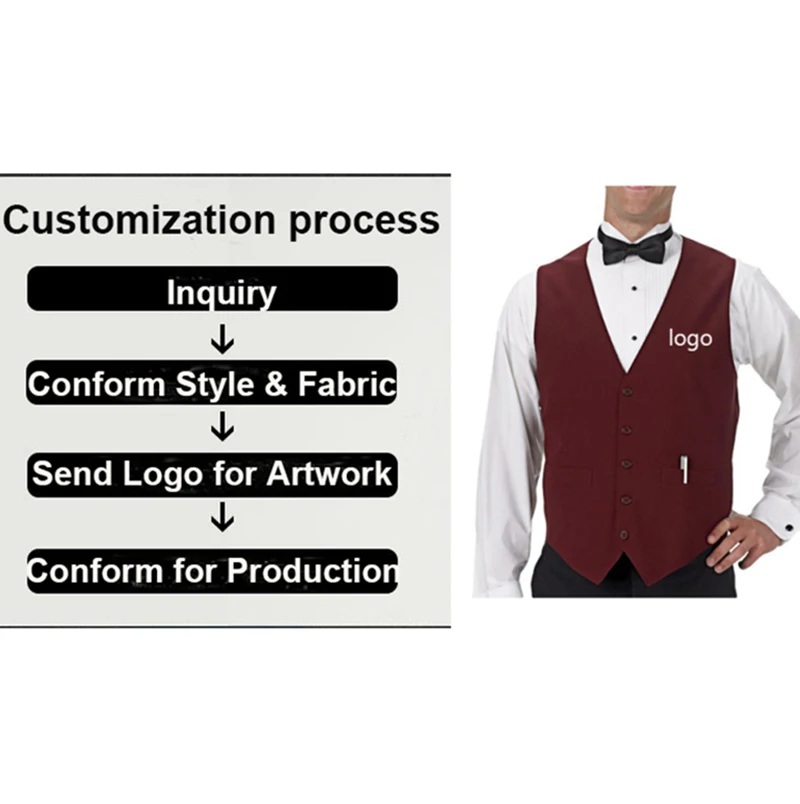 customized waiter bartender vest hotel restaurant