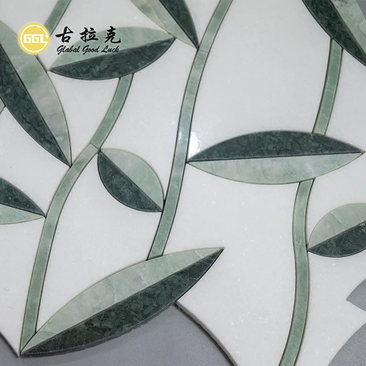 Leaf Design marble Waterjet Mosaic Tile For Wall Floor Home Decoration