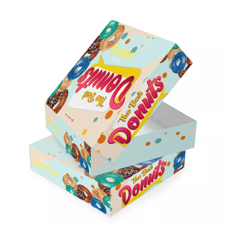 LOKYO wholesale printed logo chocolate donut bakery biscuit take away food paper box manufacturer