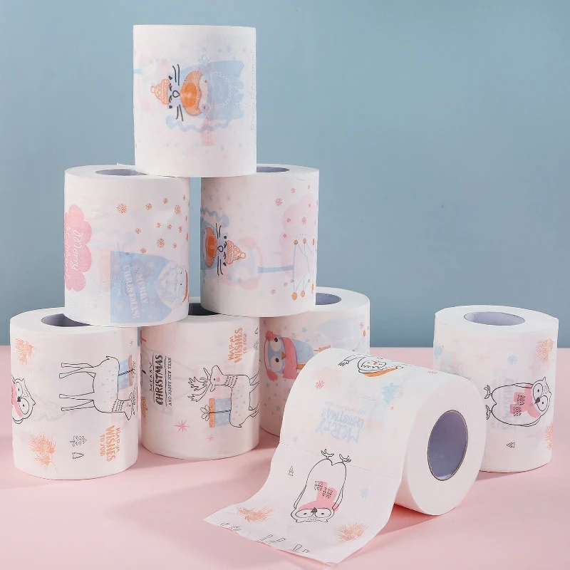 Printed Color Toilet Paper Bathroom Tissue Roll Compressed Custom ...