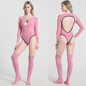 Pink One Piece Long Sleeve Neoprene Diving Suit with Open Back and Matching Socks CE Certified Custom Logo Wetsuit