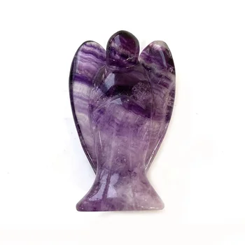 Natural crystal healing stone guardian crystal carving purple fluorite angel angel