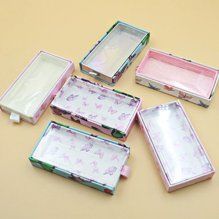 Custom Lashbox Container Empty Lashesbox Butterfly 25mm Strip Lash Case  Eco Friendly Eyelash Packaging Box