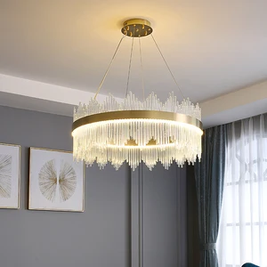 New Light Luxury Crystal Lamp Led Chandelier Dining Room Bedroom Living Room Pendant Light