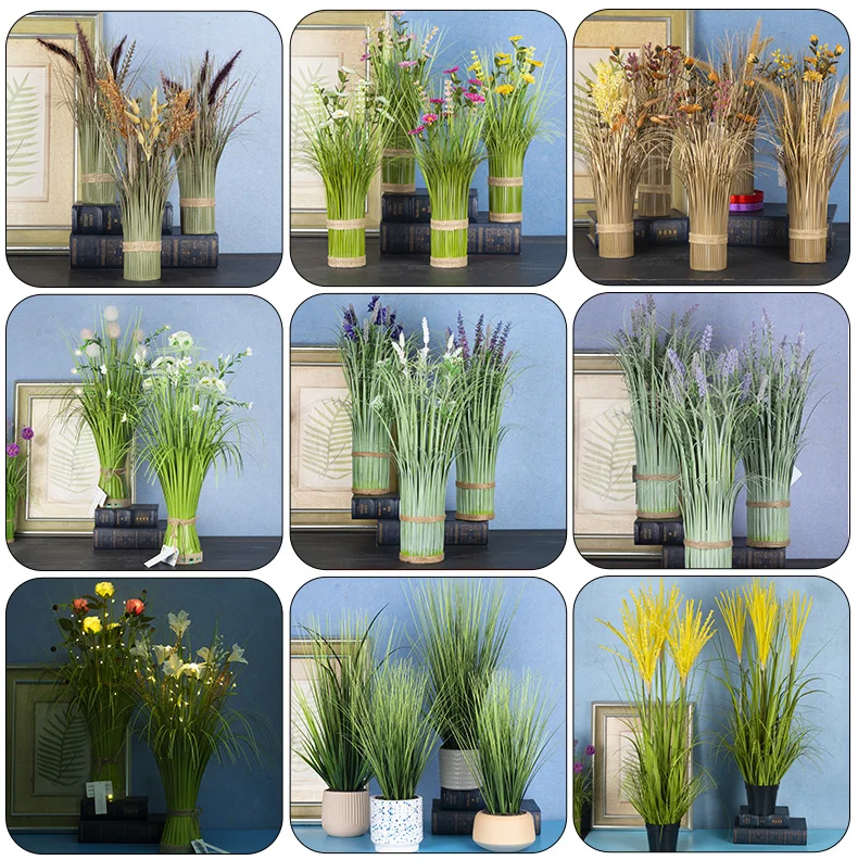 Greenery Dog's Tail Onion Wheat Grass Shrubs Fake Plastic Bushes Flowers Outdoor Home Garden